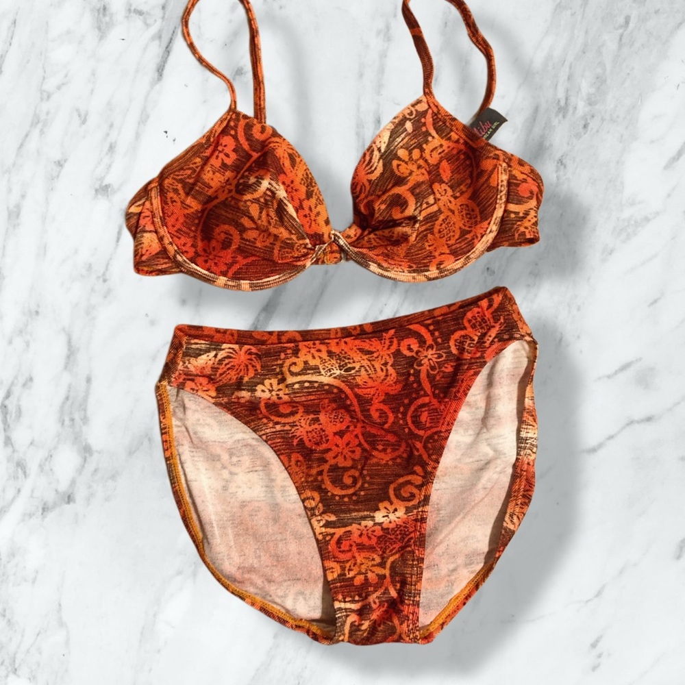 Underwire Floral Print Bikini Set in Orange